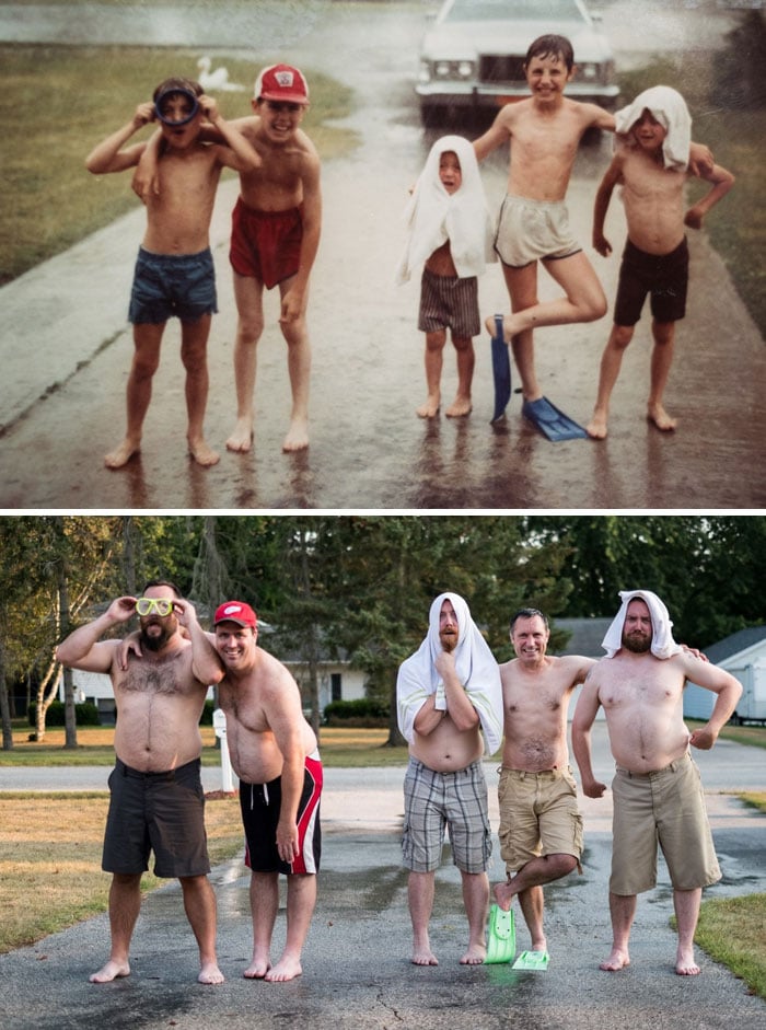 Familia antes y despues 8 fotografia retro humor emocional experimento fotografico