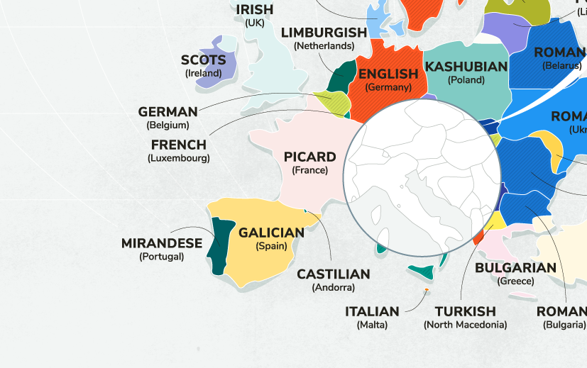 Europe THIRD most popular language in every country