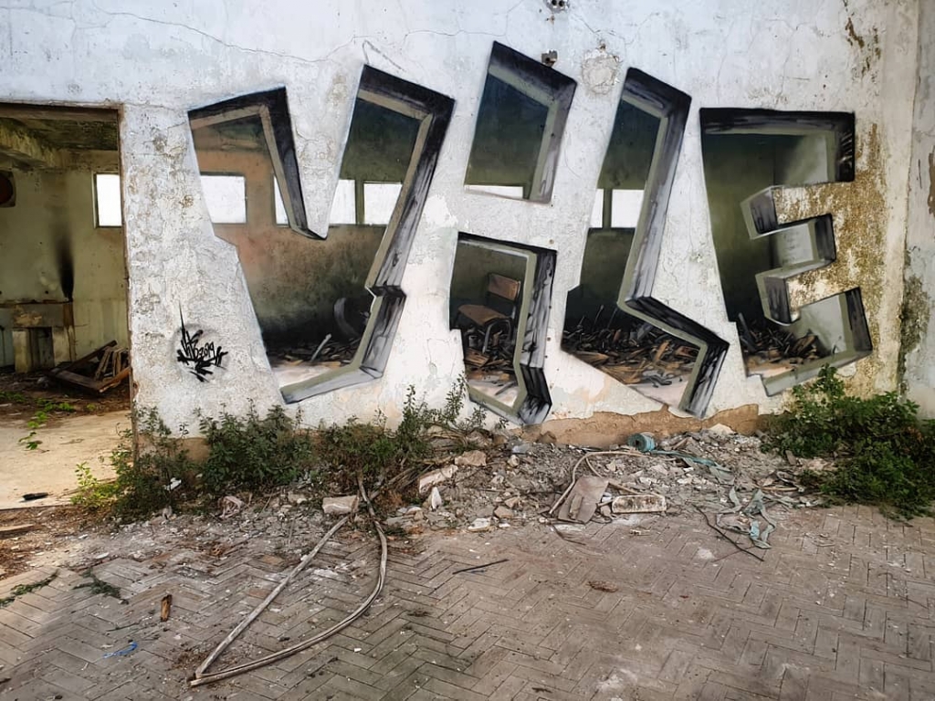 Vile 1 graffiti ilusion optica intervencuiones urbanas mural arte urbano