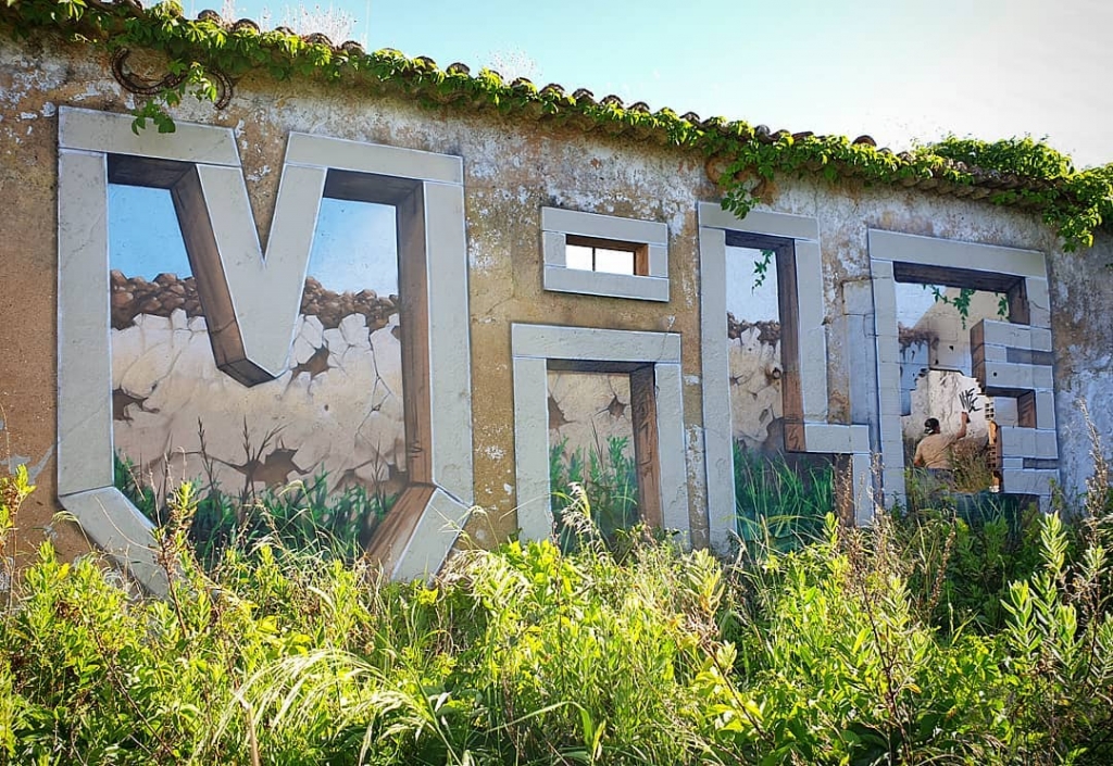 Vile 8 graffiti ilusion optica intervencuiones urbanas mural arte urbano