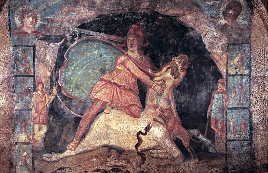 Mitra y el toro, fresco en Marino, Italia.
