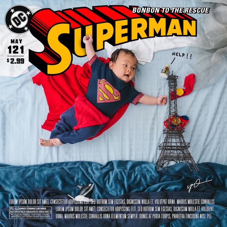 Unos padres muy frikis convierten a su bebe en el protagonista de varios posters de película 1