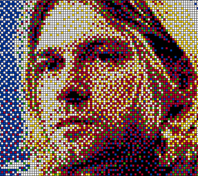Pete Fecteau crea retratos gigantes con miles de cubos de Rubik 7