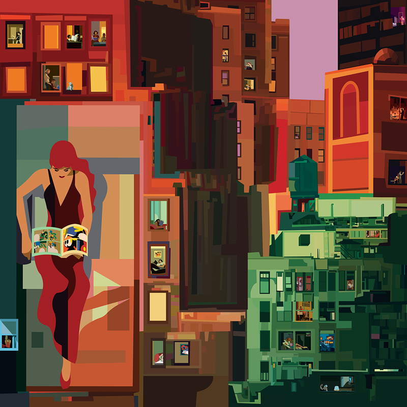 new york reads part 2 60x60cm