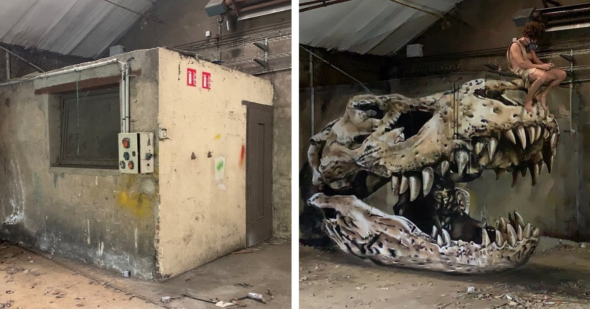 El francés Scaf convierte muros deteriorados en increíbles graffitis 3D