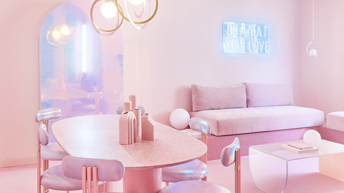 aesthetic madness all pink rental apartment madrid 1