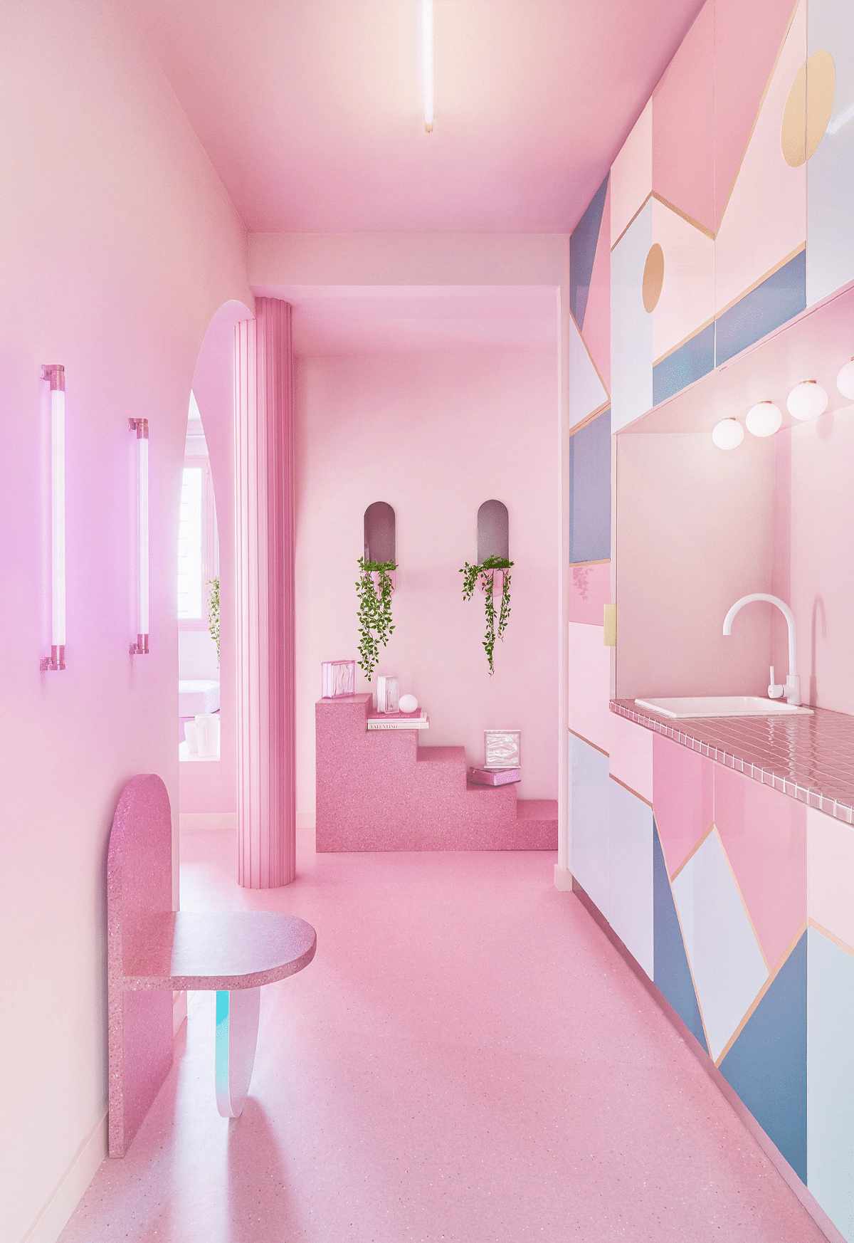 aesthetic madness all pink rental apartment madrid 5