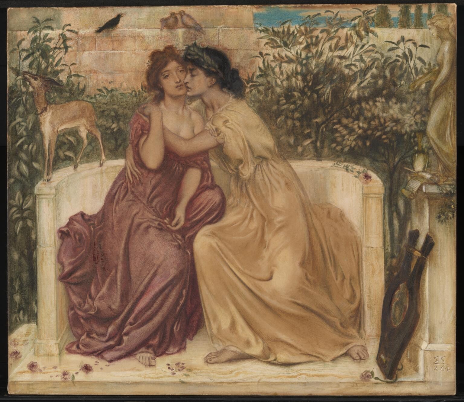 Simeon Solomon. Sappho and Erinna in a Garden at Mytilene (1864)