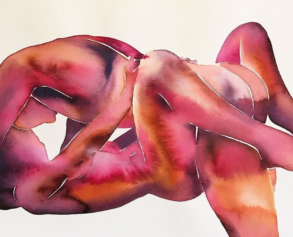 Serie de acuarelas 'Make Love Watercolor' de Tina Maria Elena.