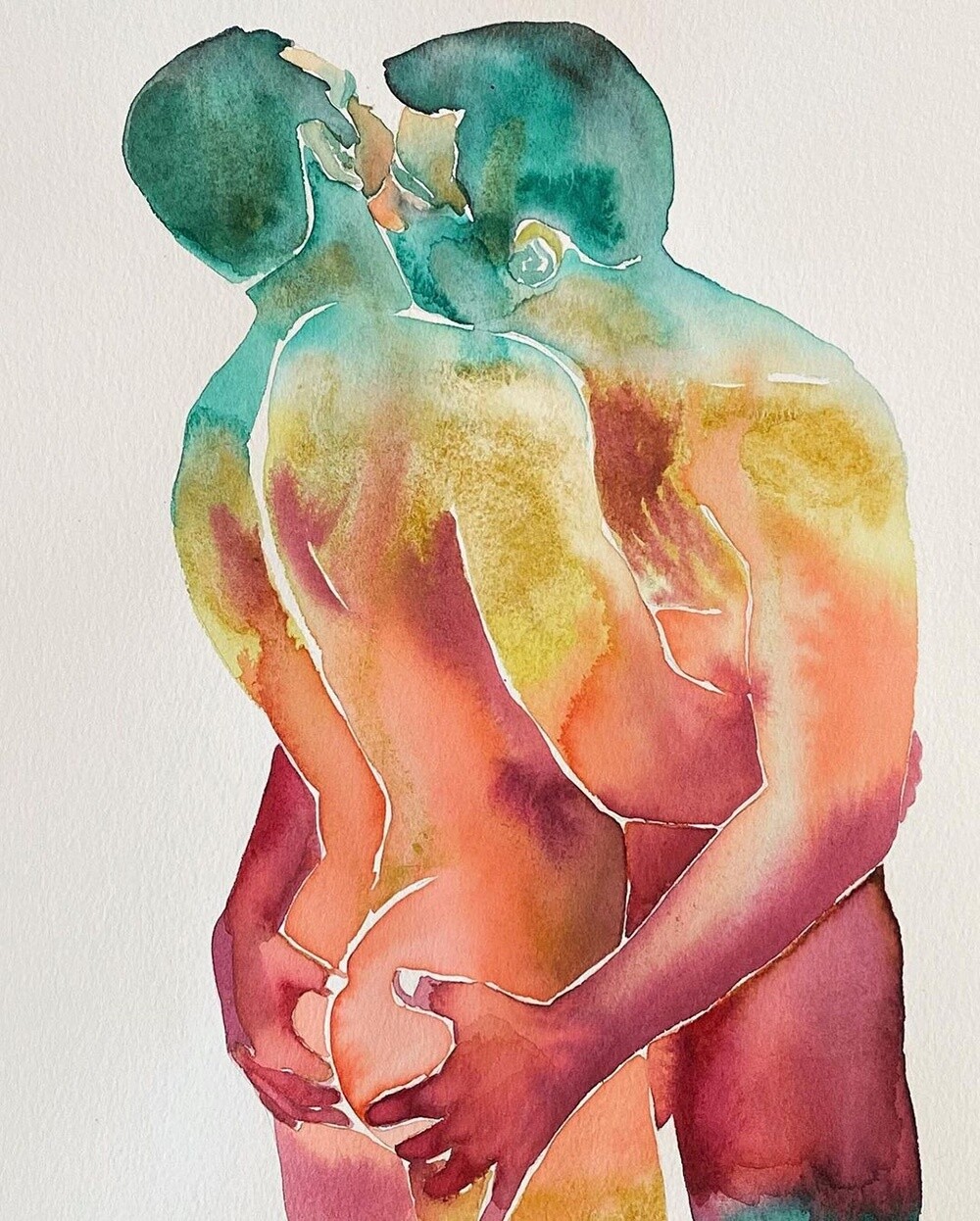 Serie de acuarelas 'Make Love Watercolor' de Tina Maria Elena.