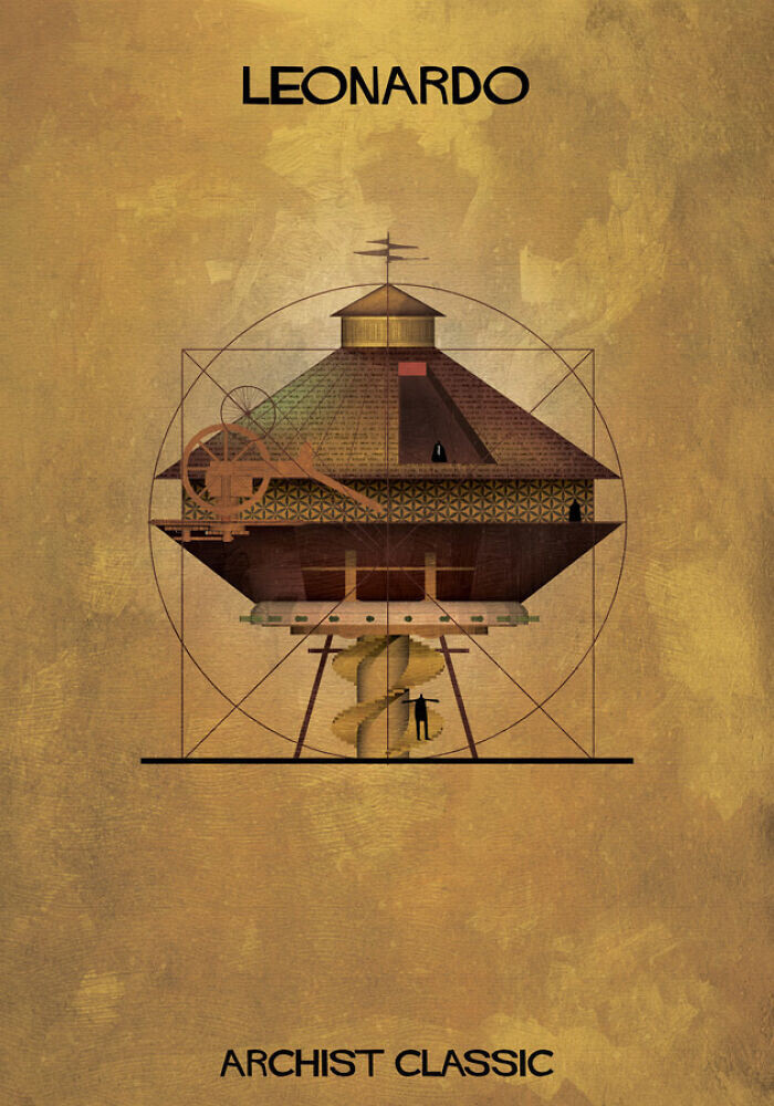 Serie de ilustraciones Classic Archist de Federico Babina