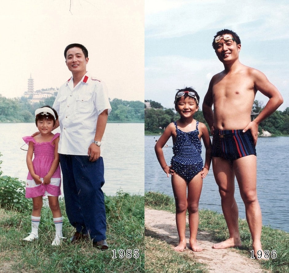 Padre e hija se hacen la misma fotografía juntos y durante 35 años
