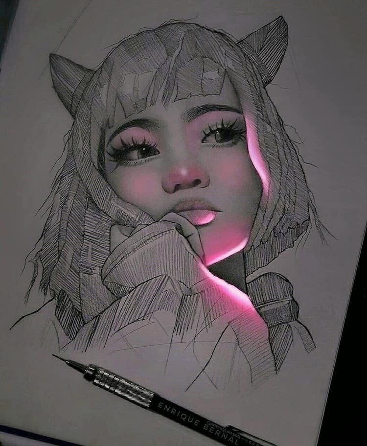 enrique bernal ilustracion anime retrato lapiz 10