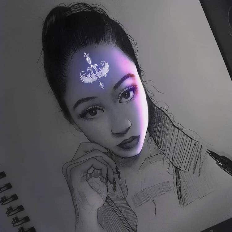 enrique bernal ilustracion anime retrato lapiz 3