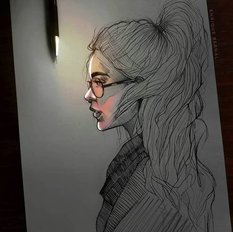 enrique bernal ilustracion anime retrato lapiz 4