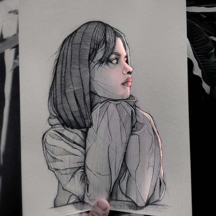 enrique bernal ilustracion anime retrato lapiz 6