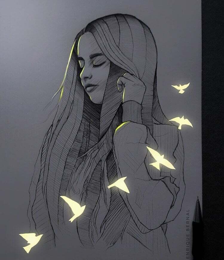 enrique bernal ilustracion anime retrato lapiz 7