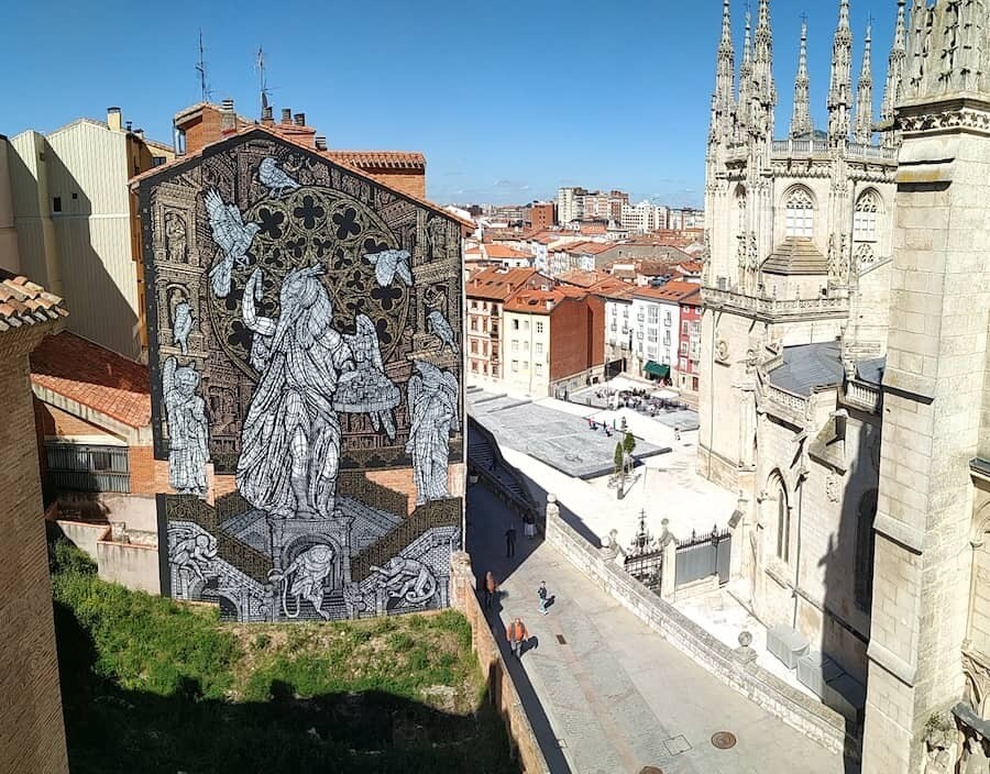 monkey bird arte urbano catedral de burgos 1