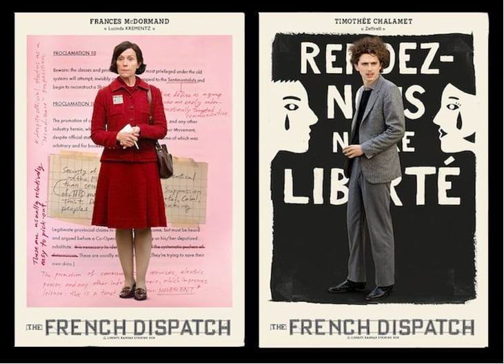 Nuevos carteles de la película “The French Dispatch” de Wes Anderson