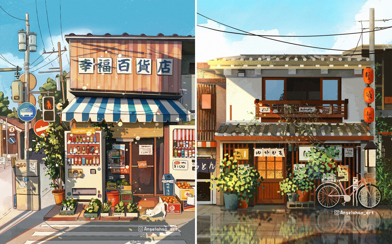 angela hao ilustracion digital japon flores gatos 1