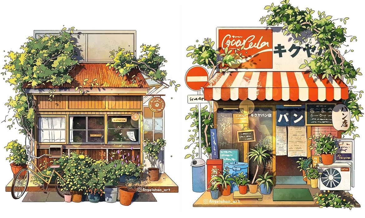 angela hao ilustracion digital japon flores gatos 6