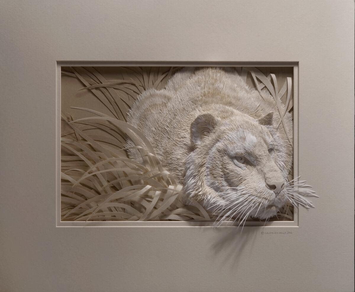 calvin nicholls animales papel artesania escultura 3
