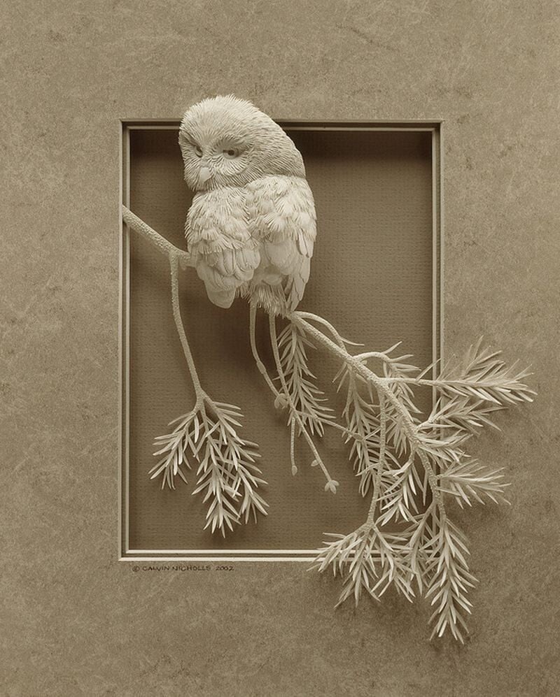 calvin nicholls animales papel artesania escultura 5