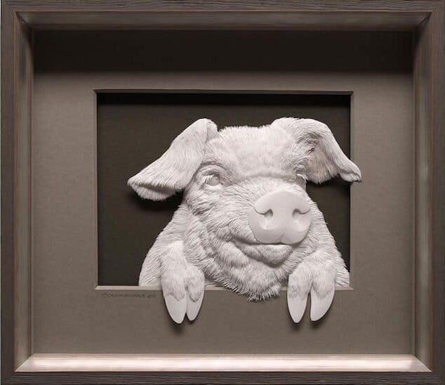 calvin nicholls animales papel artesania escultura 9