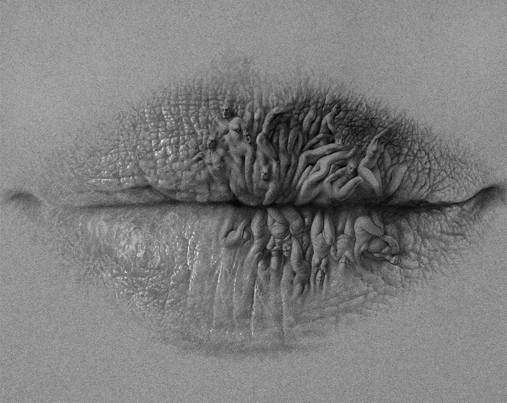 Los labios surrealistas a lápiz de Christo Dagorov