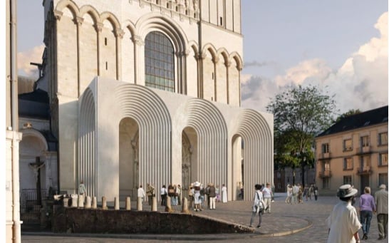 Kengo Kuma diseña una nueva entrada para la catedral gótica de Angers en Francia