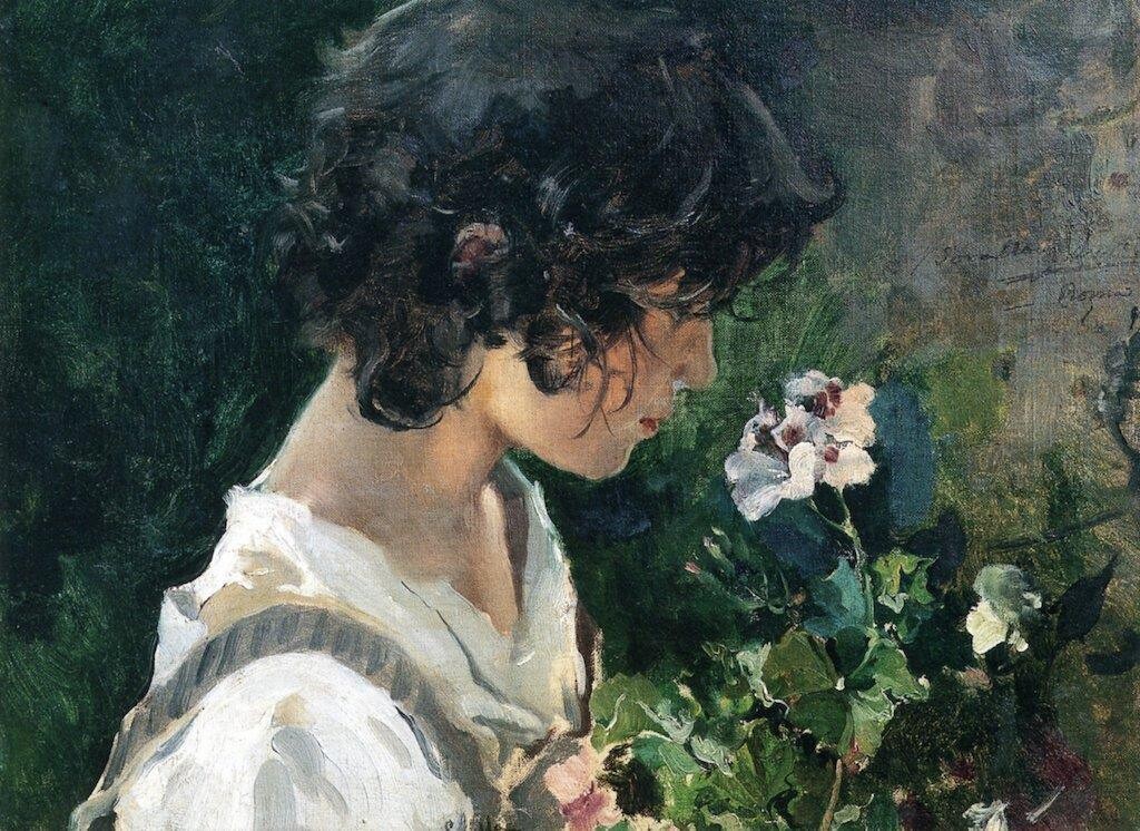 niña italiana con flores. sorolla 1886