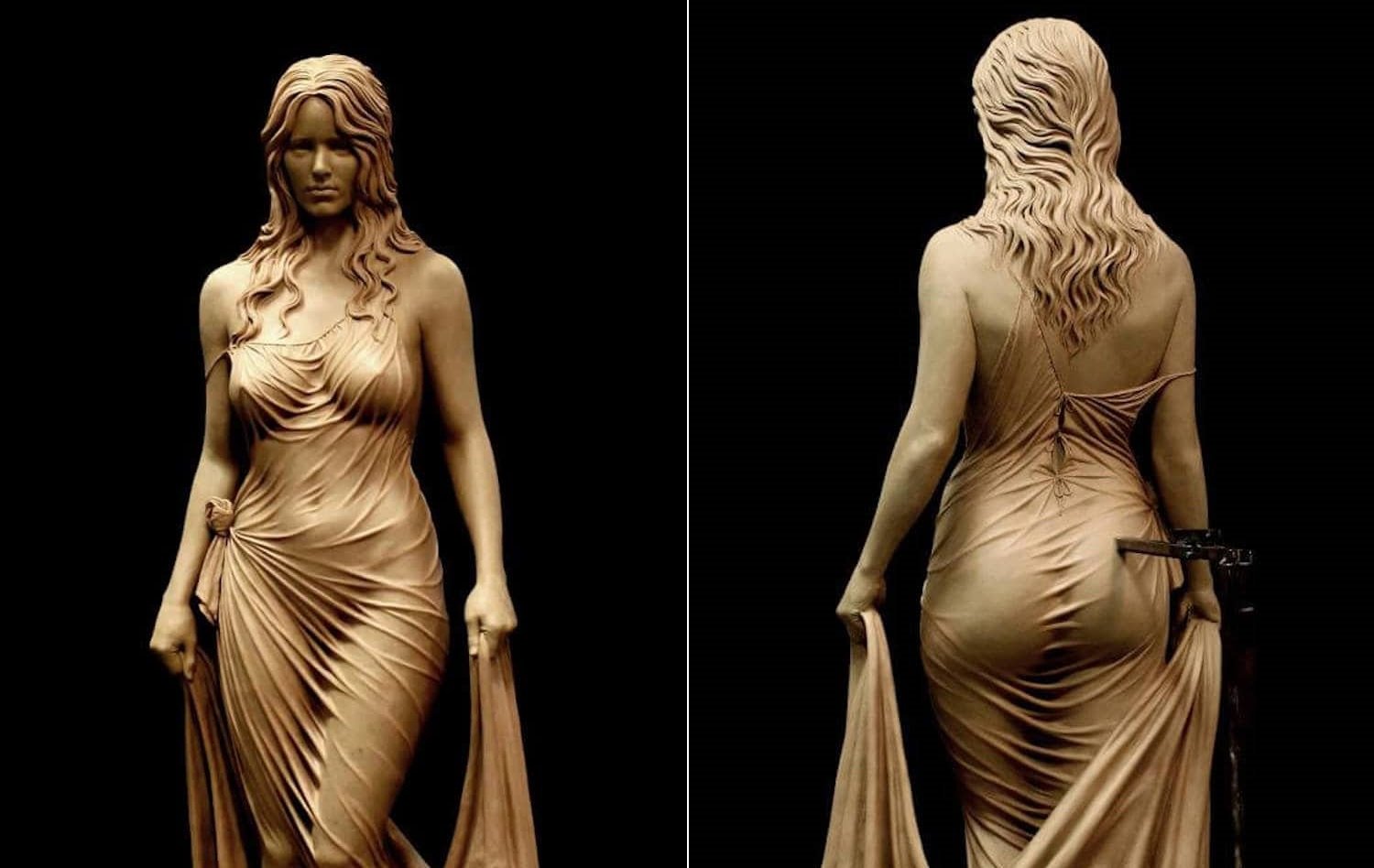 Una sensual mujer de arcilla y bronce esculpida con asombroso detalle por Benjamin Victor