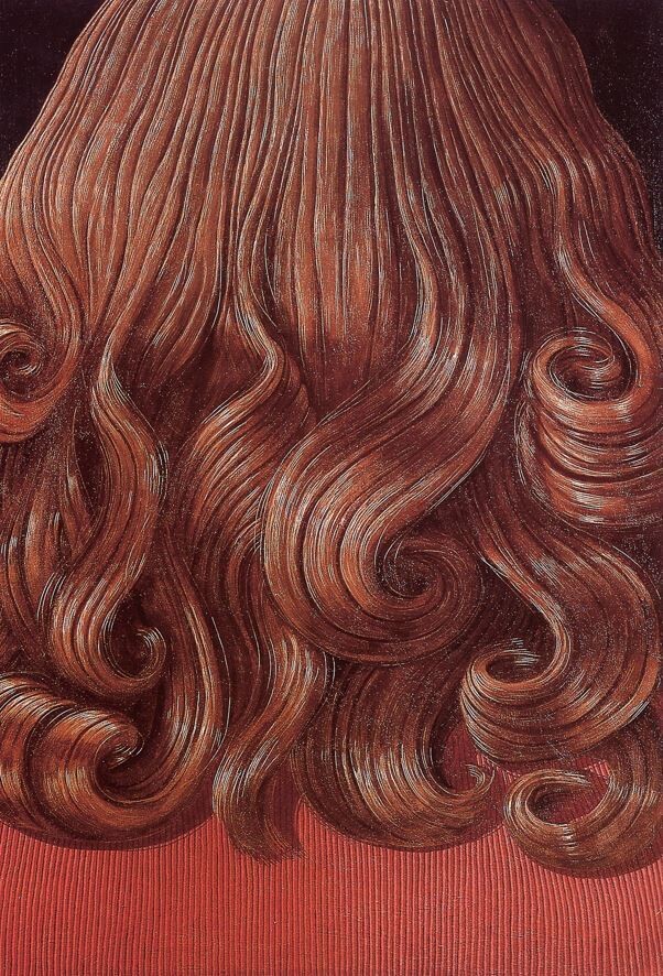 domenico gnoli cuadros detalles pinturas telas prendas ropa curly red hair 1969
