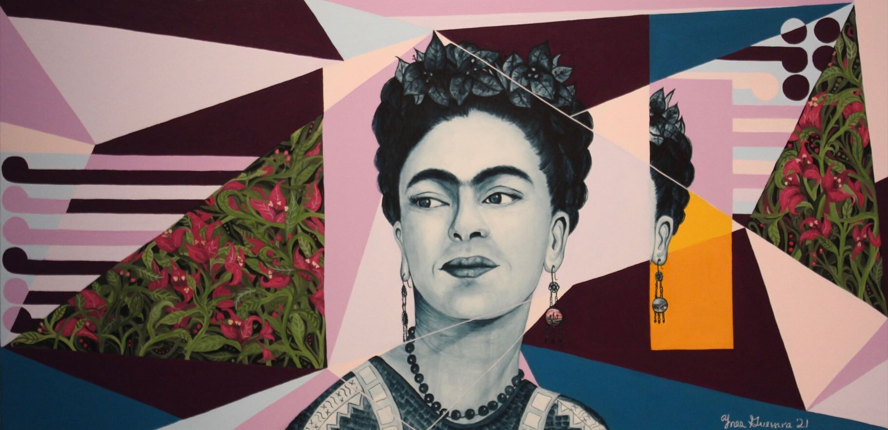 frida kahlo feat gw and bugambilias divas latinas ynes guevara gordon walters pintura cuadros