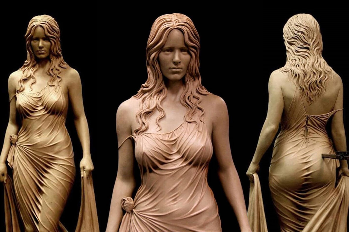 Una sensual mujer de arcilla y bronce esculpida con asombroso detalle por Benjamin Victor