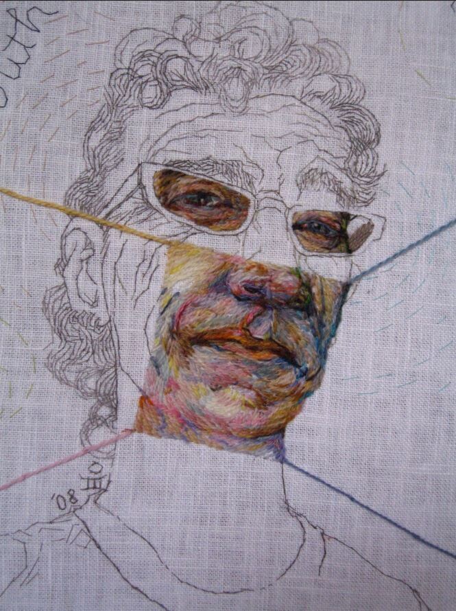 ruth miller retrato tejer lana tejido bordado artista textil 7