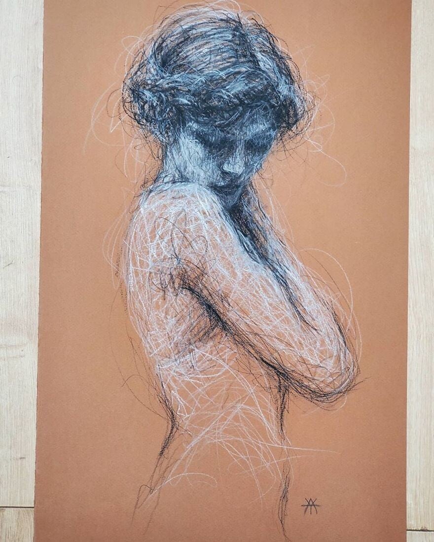 liz y ahmet retrato arte contemporaneo lapiz boligrafo rostro femenino 5