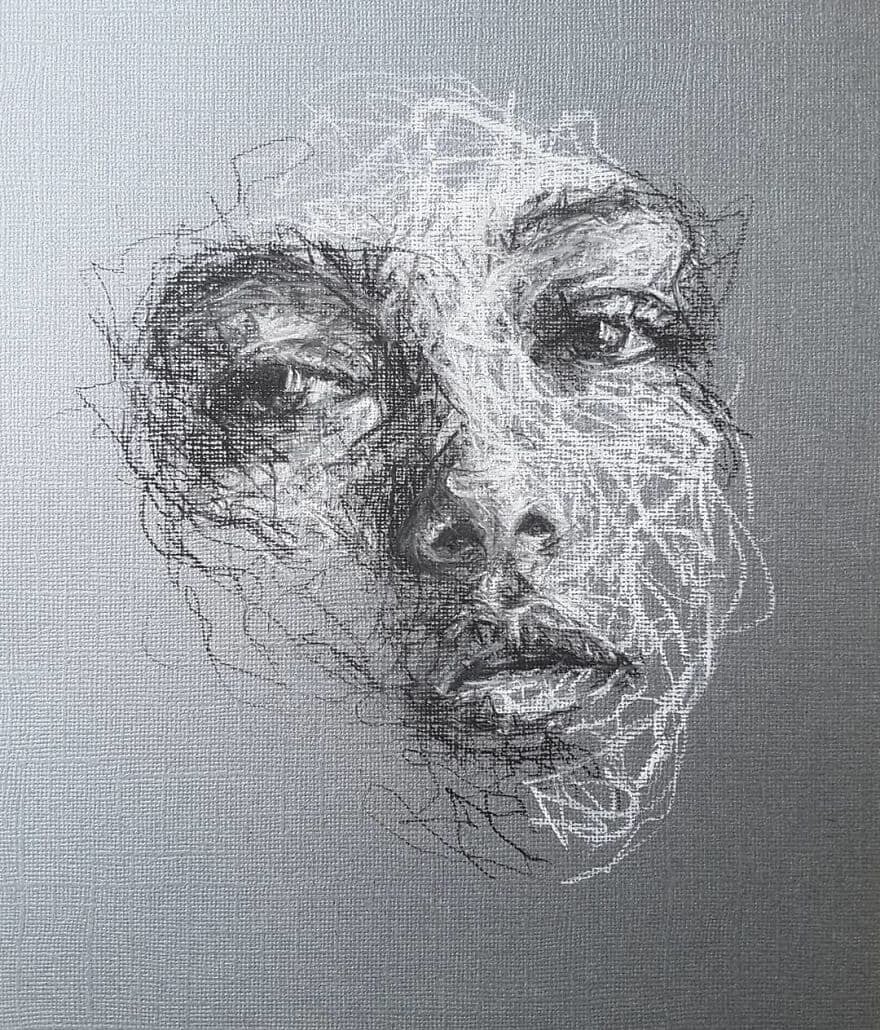 liz y ahmet retrato arte contemporaneo lapiz boligrafo rostro femenino 8