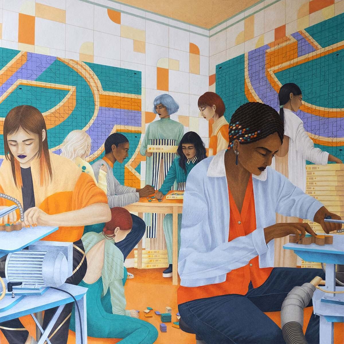 lucile gauvain ilustracion cadena montaje show truman realidad color trabajo equipo mille morceaux