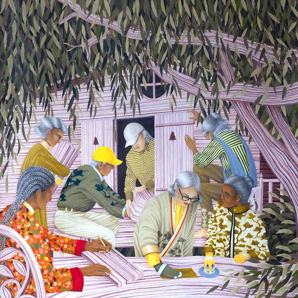 lucile gauvain ilustracion cadena montaje show truman realidad color trabajo equipo pour les beaux jours