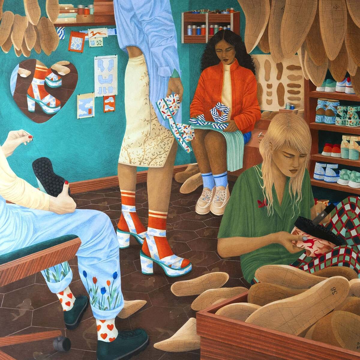 lucile gauvain ilustracion cadena montaje show truman realidad color trabajo equipo un pas de plus