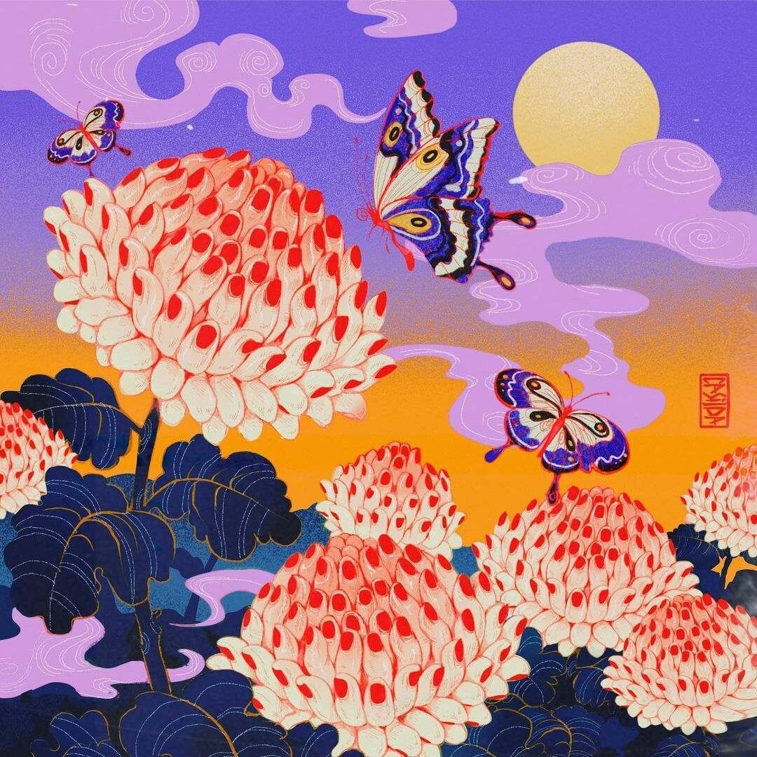 silllda ilustracion psicodelia asiatica color psicotropico realismo magico sueno 4