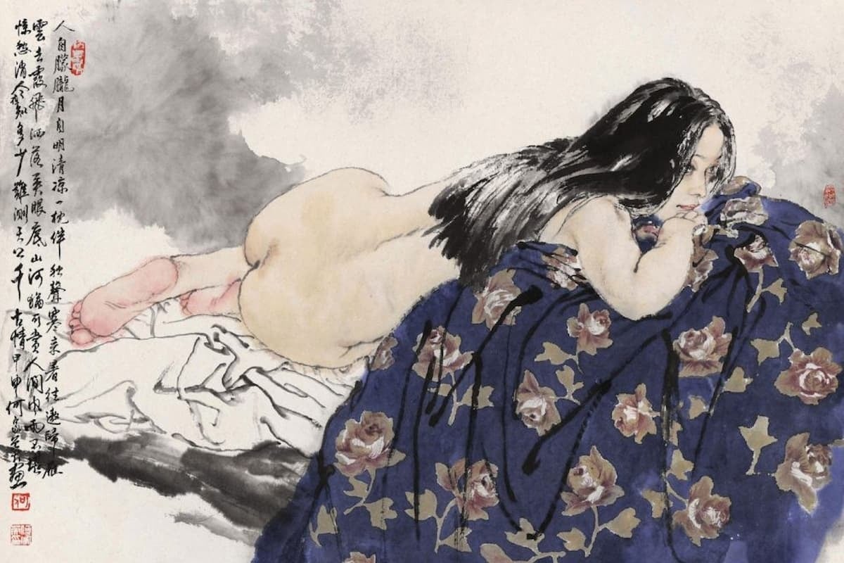 La sensualidad toma forma en la pintura "gongbi" del artista chino He Jiaying [NSFW]