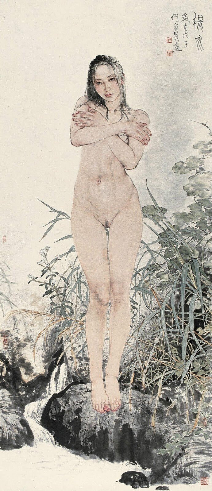 he jiaying erotismo desnudo pintura china gongbi 5