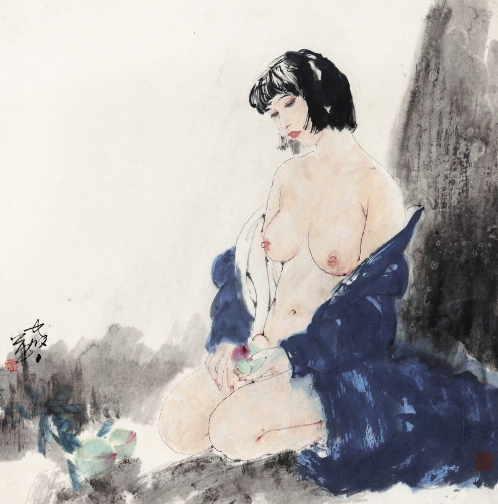 he jiaying erotismo desnudo pintura china gongbi 6