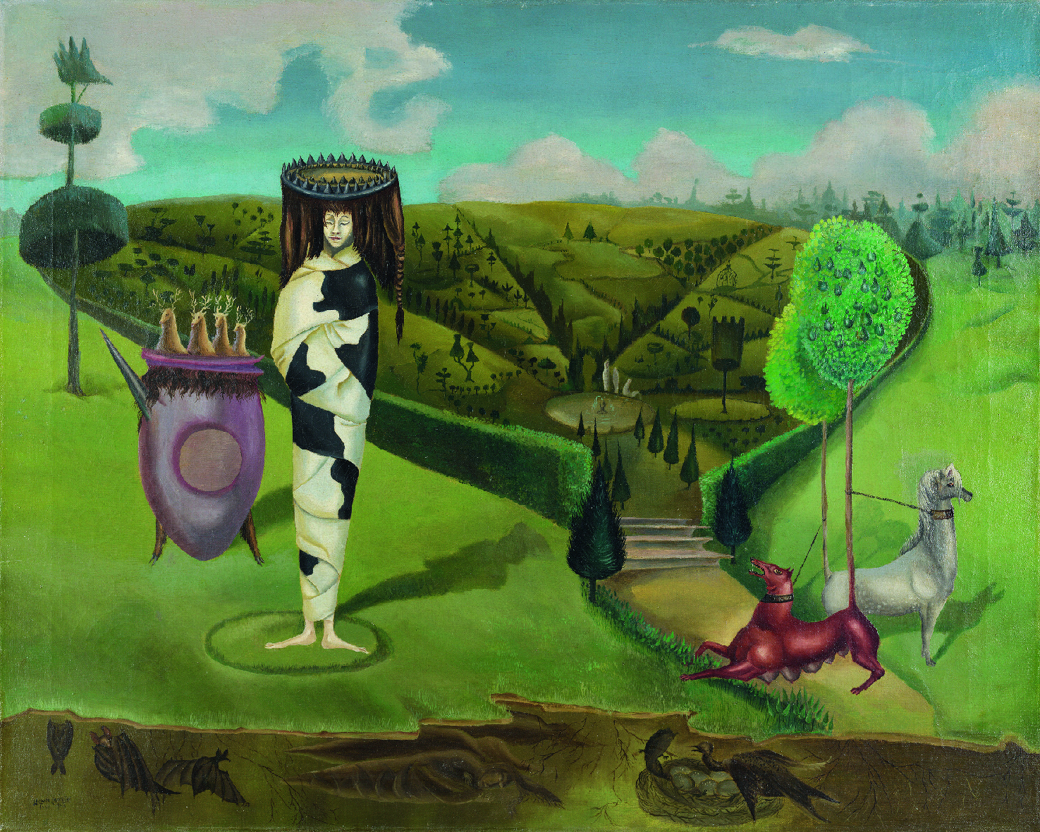 Leonora Carrington. Green Tea (Té verde), 1942. Óleo sobre lienzo / Oil on canvas, 61 × 76,2 cm (145.2019). The Museum of Modern Art, Nueva York. Regalo de Drue Heinz Trust (por intercambio), 2019. © Estate of Leonora Carrington / VEGAP, Madrid, 2023. Foto: © 2022. Digital image, The Museum of Modern Art, New York/Scala, Florence.