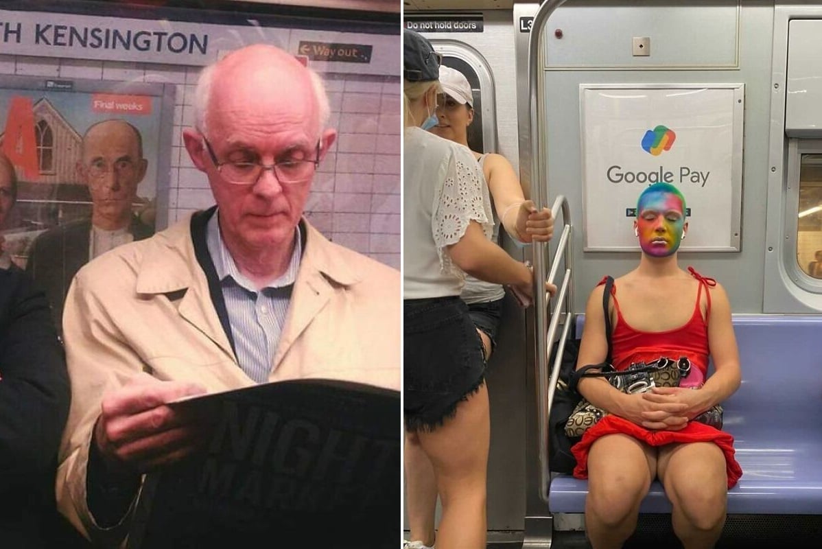 Una serie fotográfica muestra a pasajeros de metro que encuentran a sus dobles en anuncios publicitarios