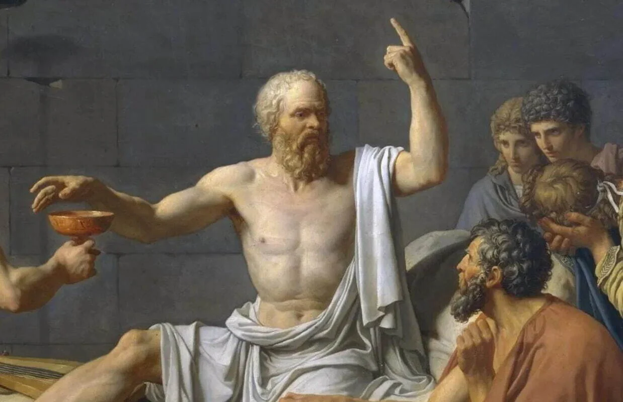 Imagen de una pintura de Sócrates con sus discípulos