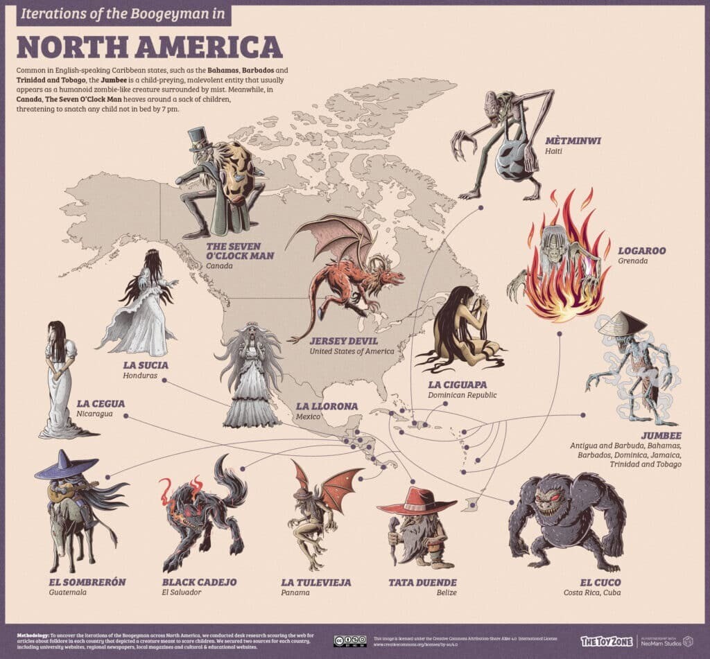 los diferentes nombres y aspectos del hombre del saco en el mundo