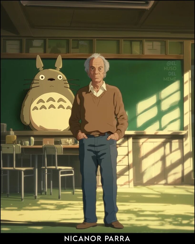Nicanor Parra como personaje Ghibli
